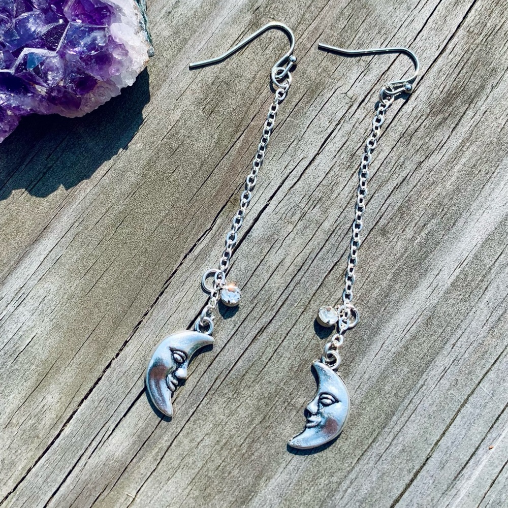 Crescent Moon Dangle Earrings